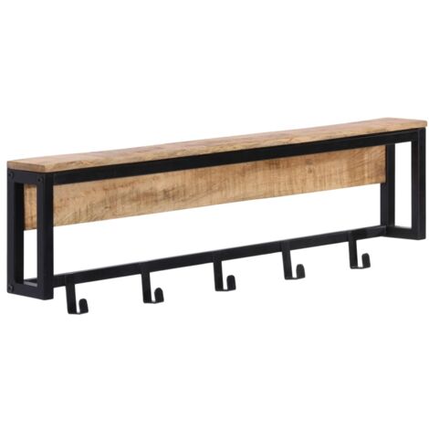 Perchero madera maciza de mango rugosa 87x10x27 cm