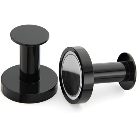 Perchero magnético para colgar abrigos y bolsos, 2 ganchos de pared negros extremadamente resistentes, para puertas de metal de neodimio poco común, ganchos para puertas de refrigerador...
