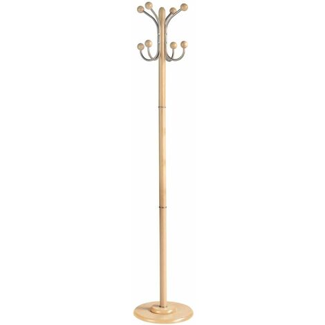 Perchero mod. 406 herrajes cromo satinado lacado natural, 170 cm(alto)35 cm(ancho)35 cm(largo)