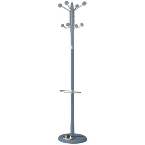 Perchero mod. 421 con paragüero herrajes en cromo satinado lacado azul, 180 cm(alto)37 cm(ancho)37 cm(largo)