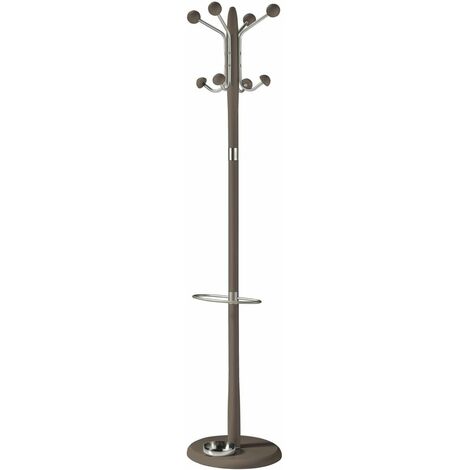 Perchero mod. 421 con paragüero herrajes en cromo satinado lacado moka, 180 cm(alto)37 cm(ancho)37 cm(largo)