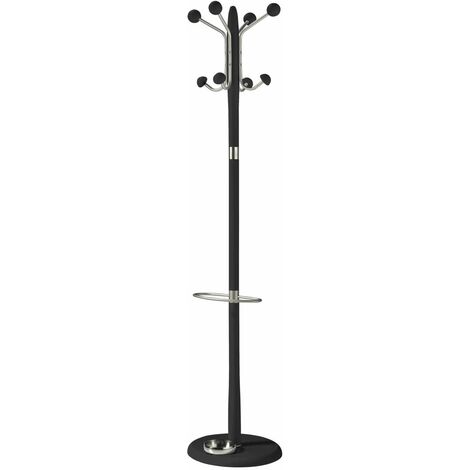 Perchero mod. 421 con paragüero herrajes en cromo satinado lacado negro, 180 cm(alto)37 cm(ancho)37 cm(largo)