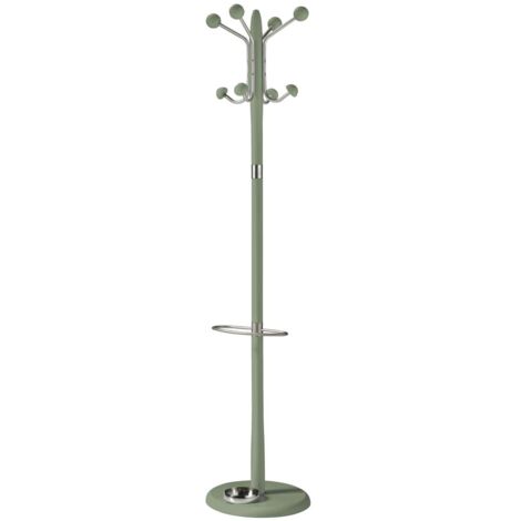 Perchero mod. 421 con paragüero herrajes en cromo satinado lacado verde, 180 cm(alto)37 cm(ancho)37 cm(largo)