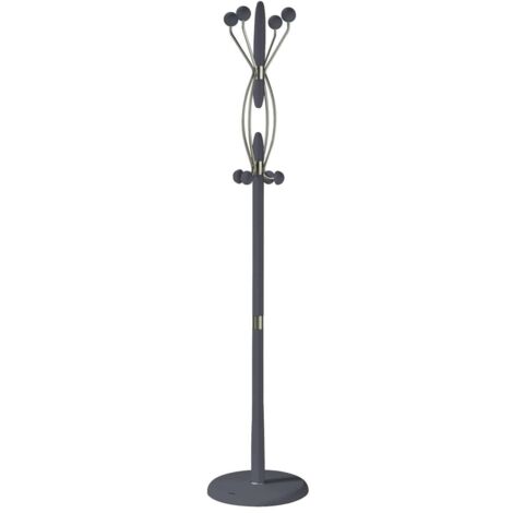 Perchero mod. 424 herrajes en cromo satinado lacado azabache, 184 cm(alto)37 cm(ancho)37 cm(largo)