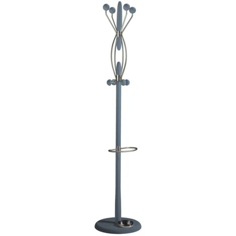 Perchero mod. 425 con paragüero herrajes cromo satinado lacado azul, 184 cm(alto)37 cm(ancho)37 cm(largo)