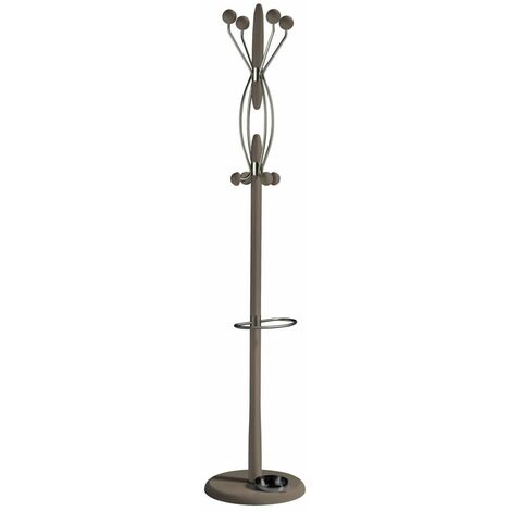 Perchero mod. 425 con paragüero herrajes cromo satinado lacado moka, 184 cm(alto)37 cm(ancho)37 cm(largo)