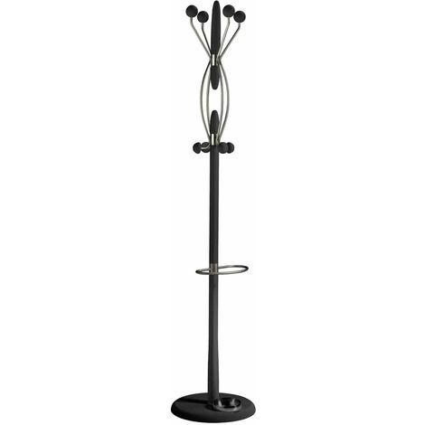 Perchero mod. 425 con paragüero herrajes cromo satinado lacado negro, 184 cm(alto)37 cm(ancho)37 cm(largo)
