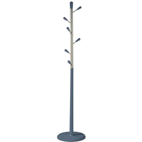 Perchero moderno mod. 413 herrajes en cromo satinado lacado azul, 190 cm(alto)37 cm(ancho)37 cm(largo)