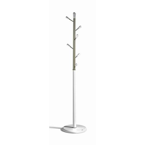 Perchero moderno mod. 413 herrajes en cromo satinado lacado blanco, 190 cm(alto)37 cm(ancho)37 cm(largo)
