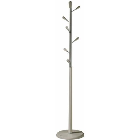 Perchero moderno mod. 413 herrajes en cromo satinado lacado visón, 190 cm(alto)37 cm(ancho)37 cm(largo)