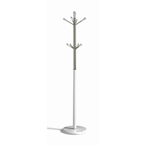 Perchero moderno mod. 414  herrajes cromo satinado lacado blanco, 180 cm(alto)37 cm(ancho)37 cm(largo)