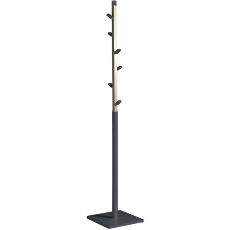 Perchero moderno mod. 428 herrajes en cromo satinado lacado azabache, 180 cm(alto)34 cm(ancho)34 cm(largo)