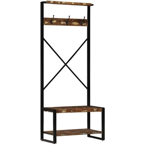 Perchero multicolor madera maciza reciclada 80x40x190 cm