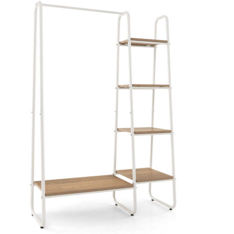 Perchero organizador con 5 estantes 995 x 40 x 151 cm multifuncional diseño moderno madera natural 200013182