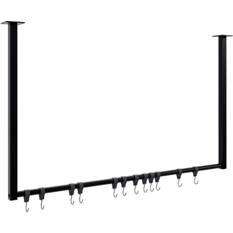 Perchero para colgar ropa con 12 ganchos 100x60 cm acero con recubrimiento de polvo negro 100009007
