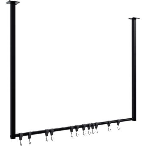 Perchero para colgar ropa con 12 ganchos 100x80 cm acero con recubrimiento de polvo negro 100009010
