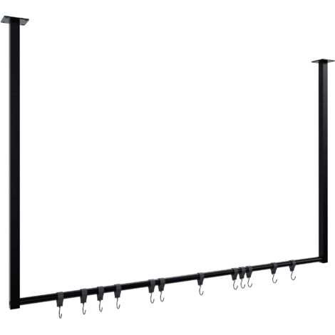 Perchero para colgar ropa con 12 ganchos 120 x 80 cm acero con recubrimiento de polvo negro 100009044