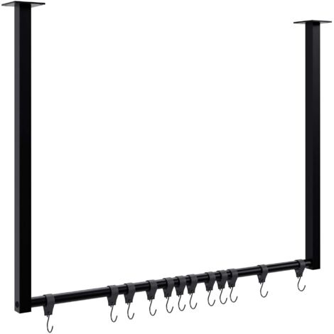 Perchero para colgar ropa con 12 ganchos 80x60 cm acero con recubrimiento de polvo negro 100009017
