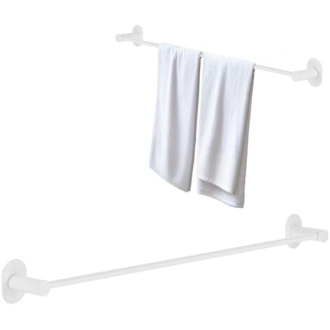 PERCHERO PARA TOALLAS, de pared, autoadhesivo, con soporte de rosca, MIRI, 61 cm, blanco