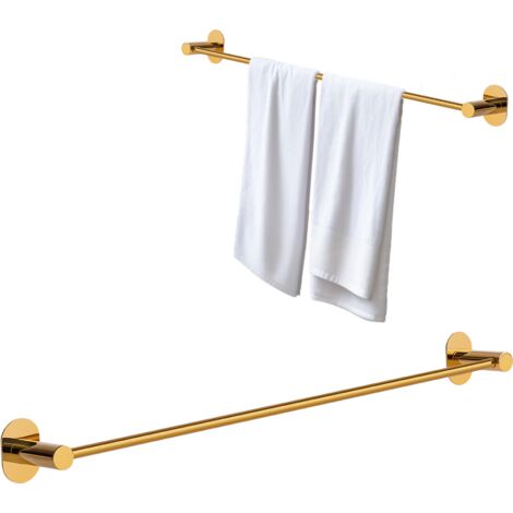 PERCHERO PARA TOALLAS, de pared, autoadhesivo, con soporte de rosca, MIRI, 61 cm, dorado