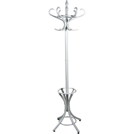 Perchero paragüero de madera blanco con 6 ganchos dobles 184cm MED05084
