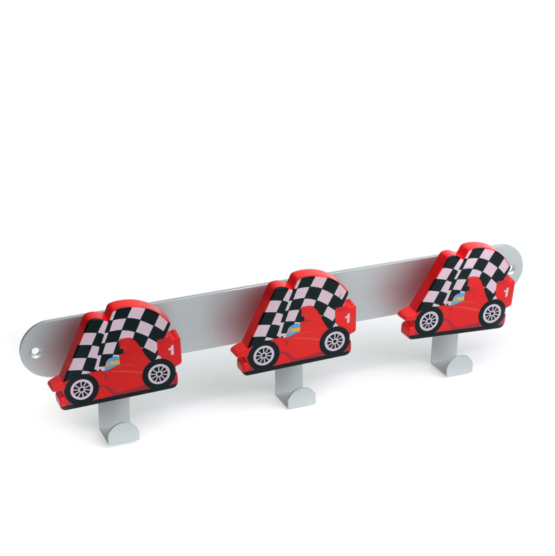 

REI - Perchero Pared Coche Formula 1 con 3 Colgadores | Estilo Infantil Juvenil | Fabricado en Acero | Acabado en Fórmula 1 | Gran Capacidad de Carga