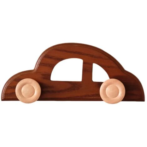 Percheros de madera con forma de coche de estilo vintage, ganchos decorativos de pared, perfectos para colgar ropa, sombreros, bolsos y llaves ideales para la habitación de un niño.