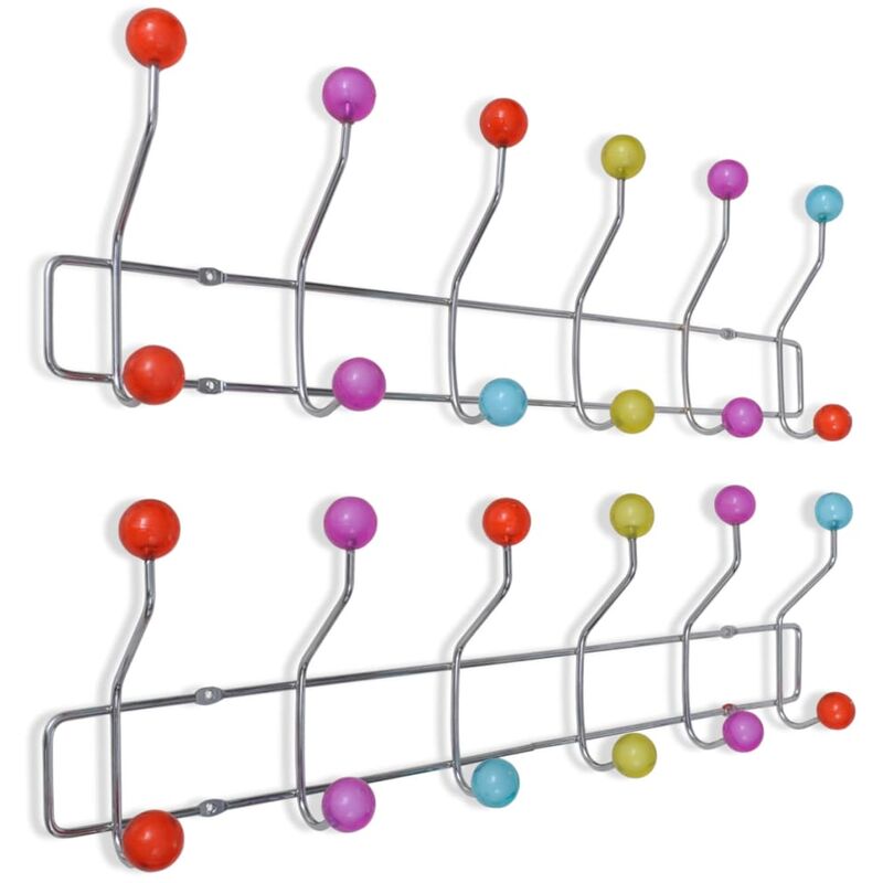 

Percheros de pared con 12 ganchos de colores 2 unidades - Multicolor