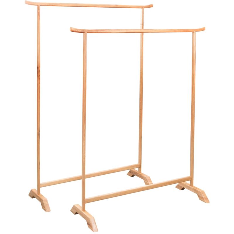 

vidaXL Percheros de ropa 2 unidades de madera de roble maciza - Marrón