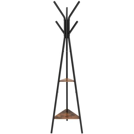 Perchero Vintage, en Forma de Árbol, Perchero de Pie, Estilo industrial, con 2 Estantes, para Ropa, Sombrero, Bolsa, Negro, Vintage,