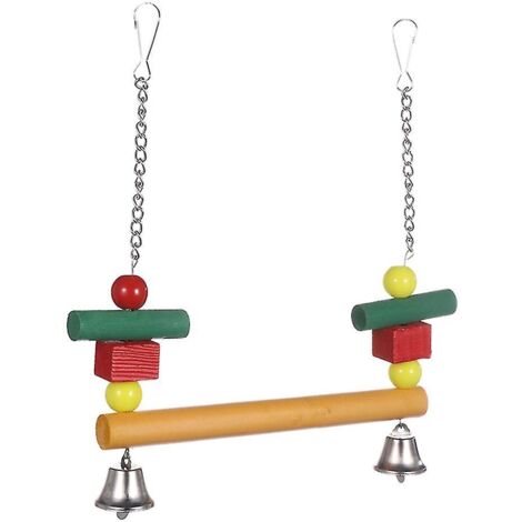 Perchoir à oiseaux Perroquet Balançoire en bois Blocs colorés Jouets à mâcher pour conure Perruche