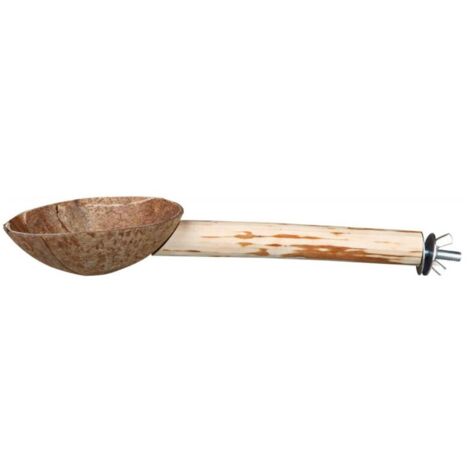 Perchoir avec gamelle, en noix de coco/bois 25 cm/ø 18 mm