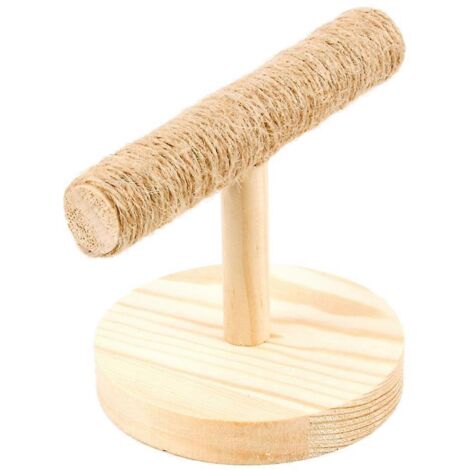 Perchoir en bois avec base et jouet à griffes pour perroquet