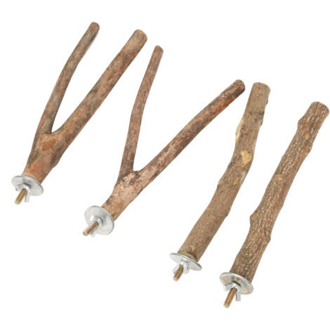 Perchoir en Bois Naturel pour Perroquets - Support de Jeu et d'Escalade pour Cage