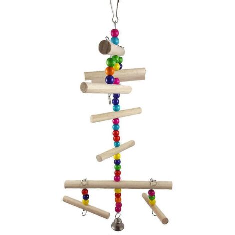 Perchoir en bois pour oiseaux jouet à mâcher perroquet entraînement suspendu dans cage perruche accessoire.
