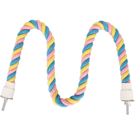 Perchoir en corde de coton colorée et flexible, jouet d'escalade sûr pour perroquets, perruches ondulées et inséparables.