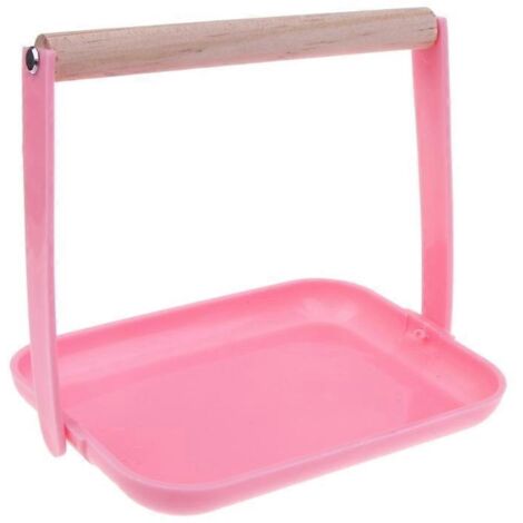 Perchoir portable pour perroquets avec bac à déjections en plastique.