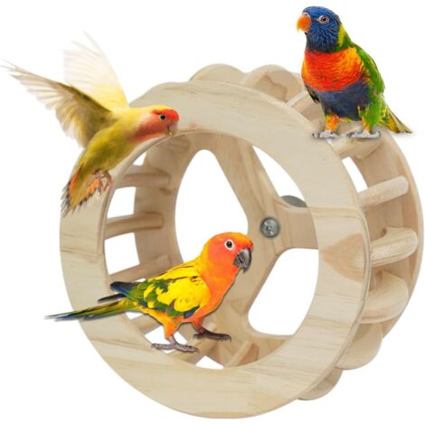 Perchoir pour cage à oiseaux - Roue d'entraînement rotative en bois -