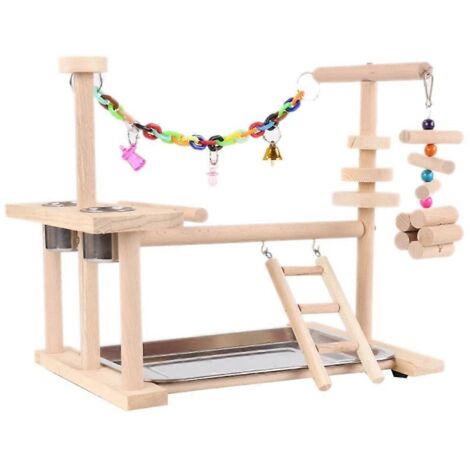 Perchoir pour cage de perruches inséparables avec balançoire, pont et jouets d'escalade – ensemble ludique pour oiseaux.