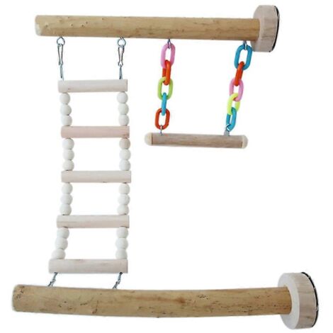 Perchoir pour inséparable, pinson, canari, perchoir pour cage, balançoire, pont en bois