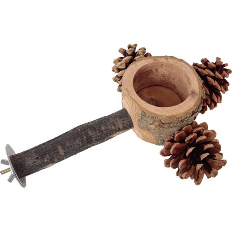 Perchoir pour oiseaux - 2 en 1 - Distributeur de nourriture en bois - Jouet