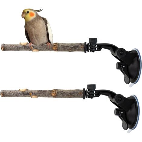 Perchoir pour Oiseaux - 2 Pièces Support en Bois Perchoir À Ventouse -