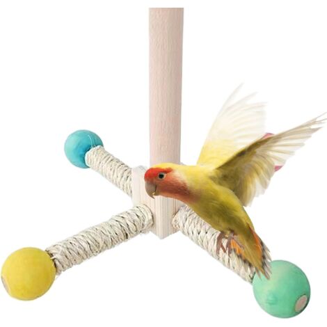 Perchoir pour perruche - Perchoirs en bois - Support rotatif interactif