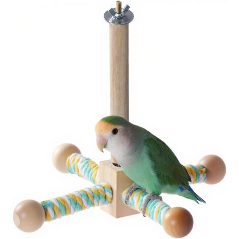 Perchoir Rotatif pour Oiseaux, Aire de Jeu à Suspendre pour Cages à Oiseaux, Perchoir Rotatif en Bois, aux Perroquets de Taille Moyenne, Petits Perroquets Jouer Divertissement