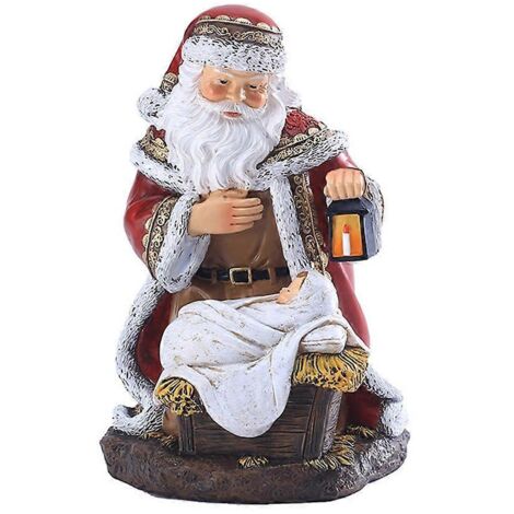 Père Noël à la mode avec lanterne, figurines miniatures en résine, décoration de Noël