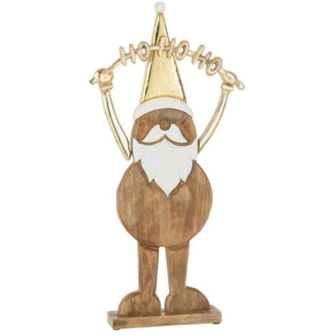 Père Noël Déco "Ho Ho Ho" 60cm Naturel & Or