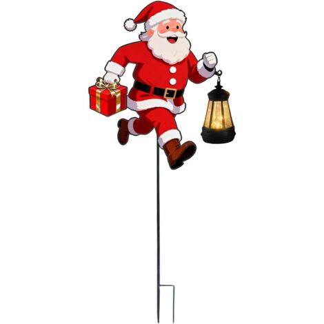 Père Noël d'extérieur – Panneaux lumineux à DEL Motif lanterne tenant le