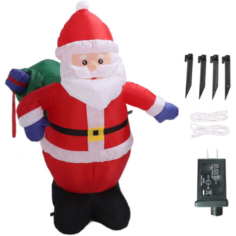Père Noël Gonflable 3.9ft avec Sac Cadeau et Lumières - Décoration Extérieure Polyester Facile à Installer - Branchement US 100‑240V
