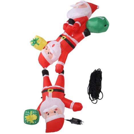 Père Noël Gonflable Escalade 3 Sujets 2,5m LED IP44 Polyester Imperméable