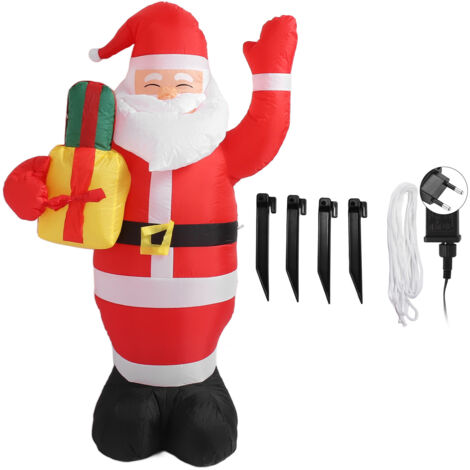 Père Noël Gonflable Lumineux 1,5m pour Jardin - Décoration Extérieure Fête de Noël avec Éclairage - 100-240V Prise EU